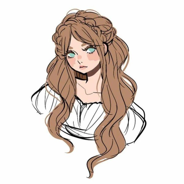С девушками нарисованные с длинными волосами