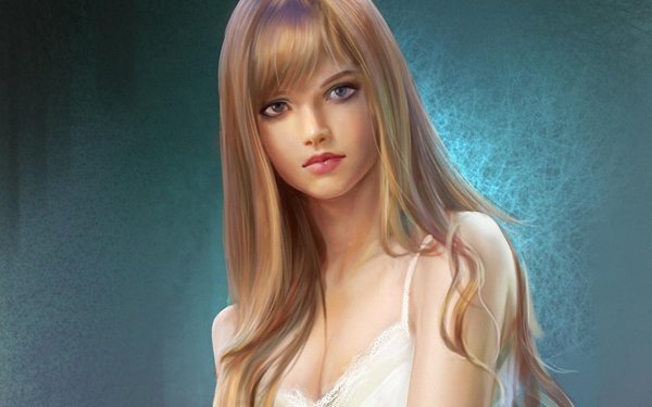 С девушками нарисованные с длинными волосами