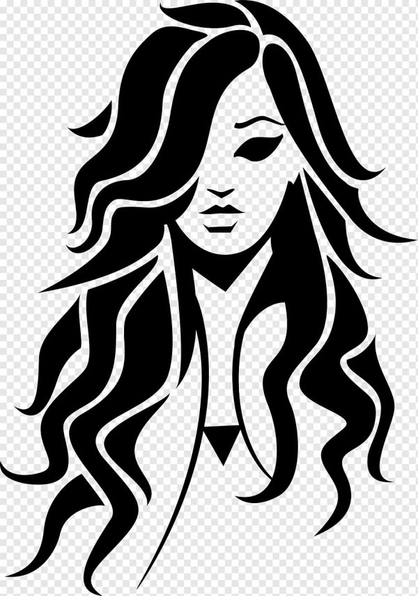 С девушками нарисованные с длинными волосами