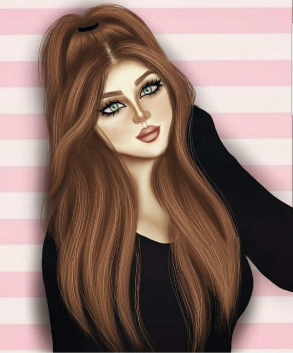 С девушками нарисованные с длинными волосами