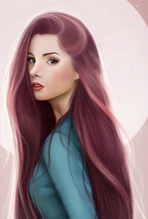 С девушками нарисованные с длинными волосами