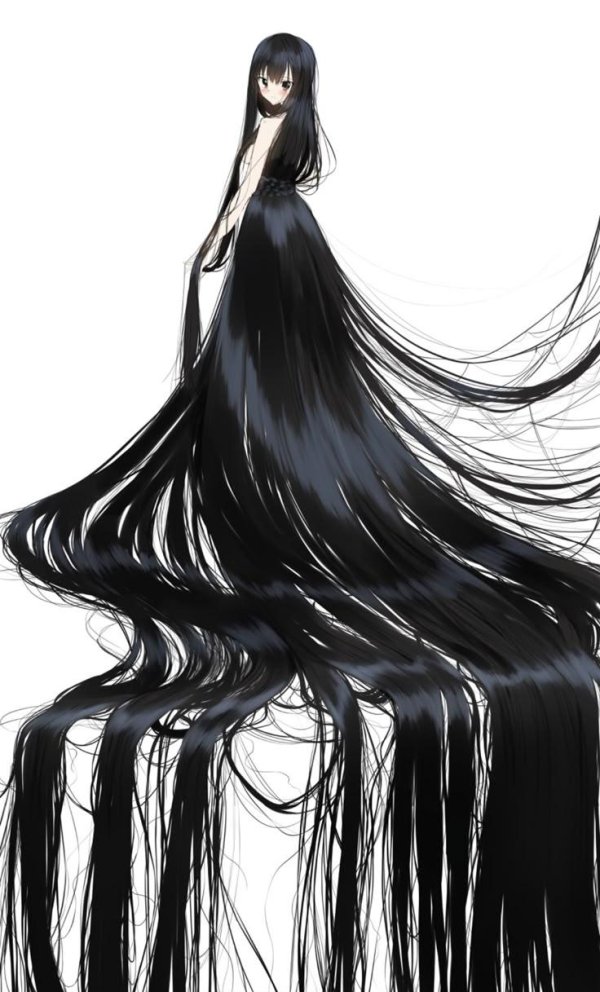 С девушками нарисованные с длинными волосами