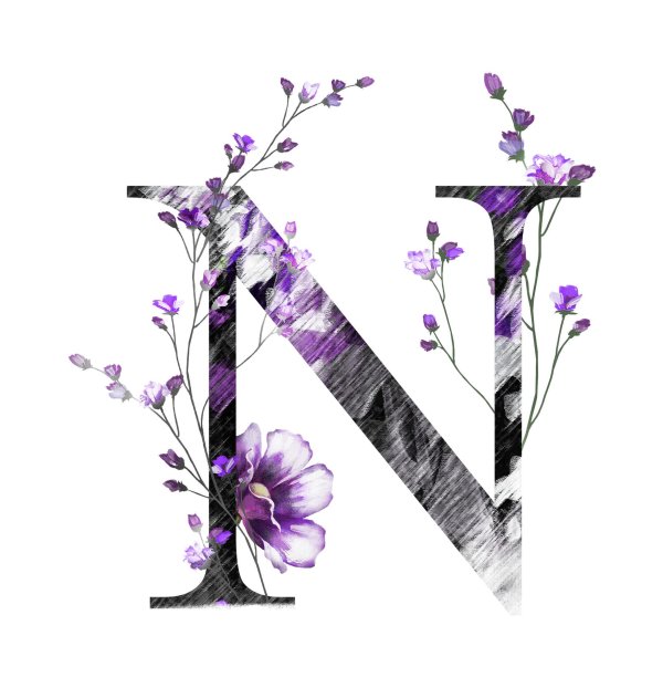 акварельные буквы с цветами