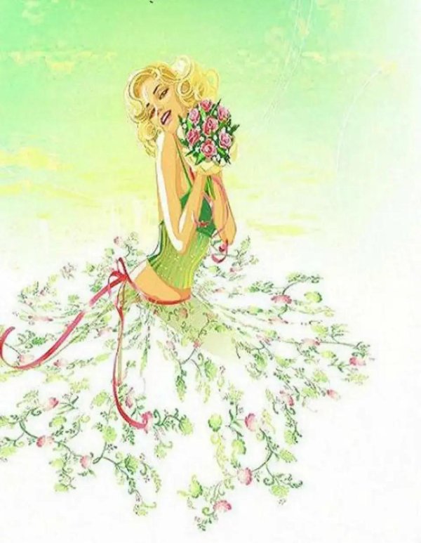 Девушка лето нарисованные