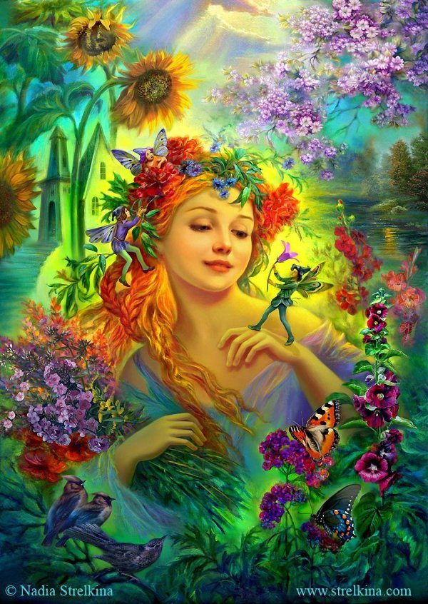 Девушка лето нарисованные