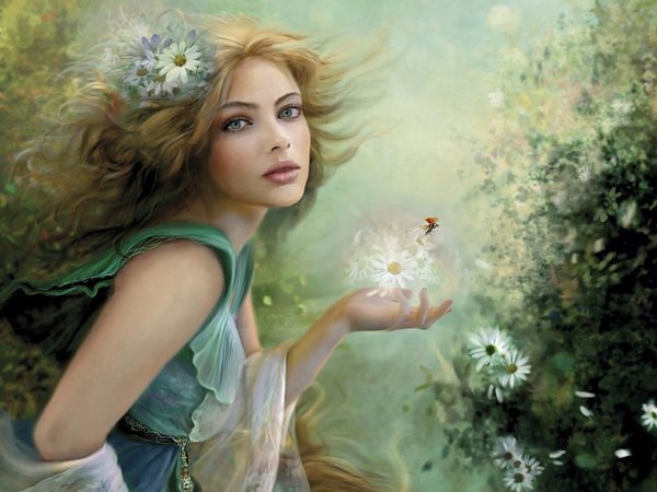 Девушка лето нарисованные