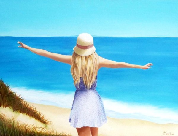 Девушка лето нарисованные