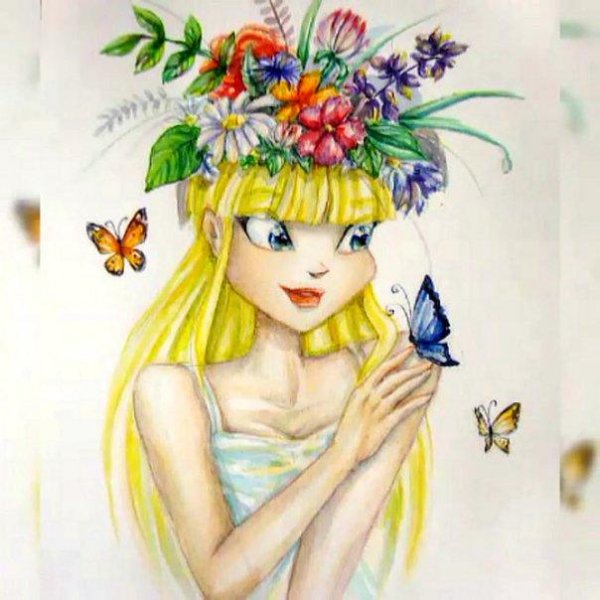 Девушка лето нарисованные