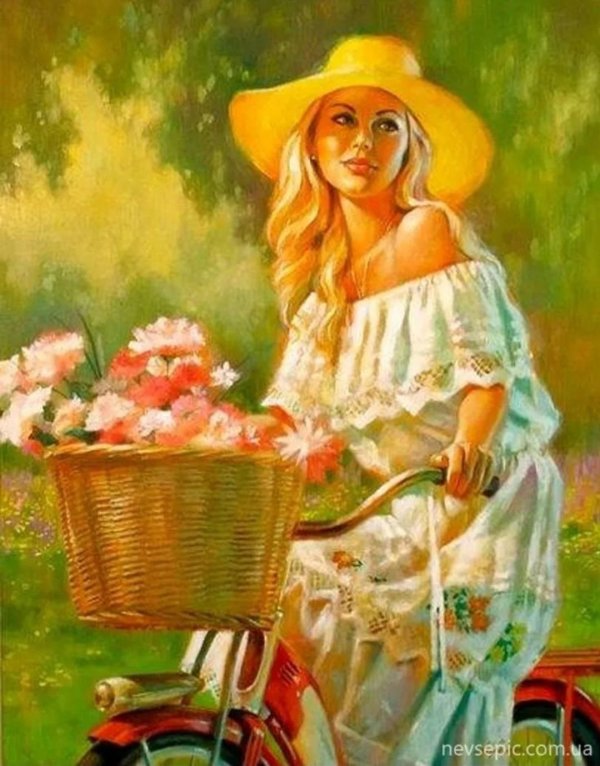 Девушка лето нарисованные