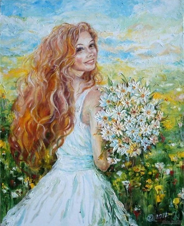 Девушка лето нарисованные