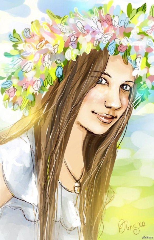 Девушка лето нарисованные