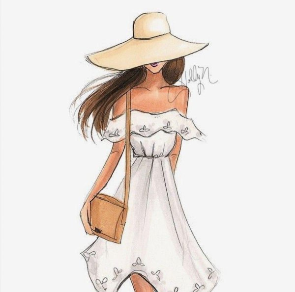Девушка лето нарисованные