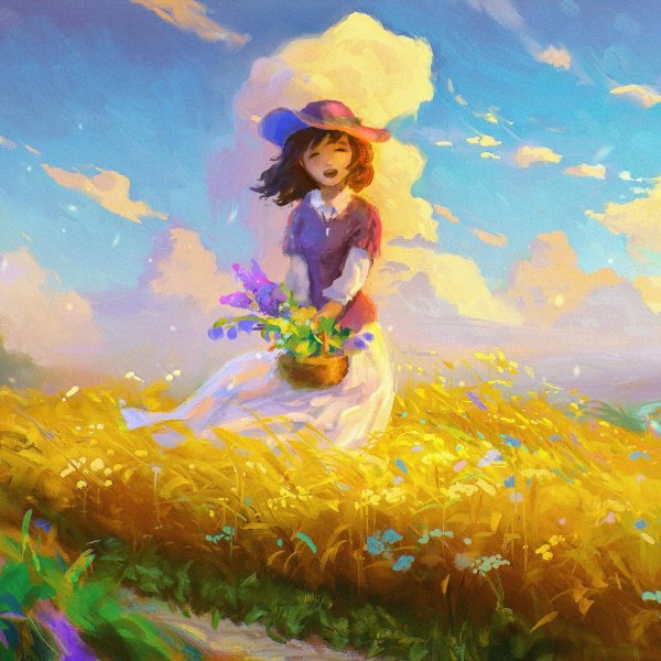 Девушка лето нарисованные