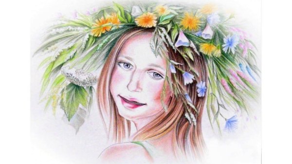 Девушка лето нарисованные