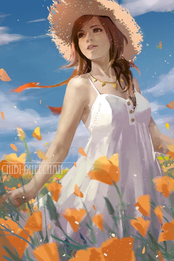 Девушка лето нарисованные