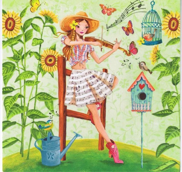 Девушка лето нарисованные