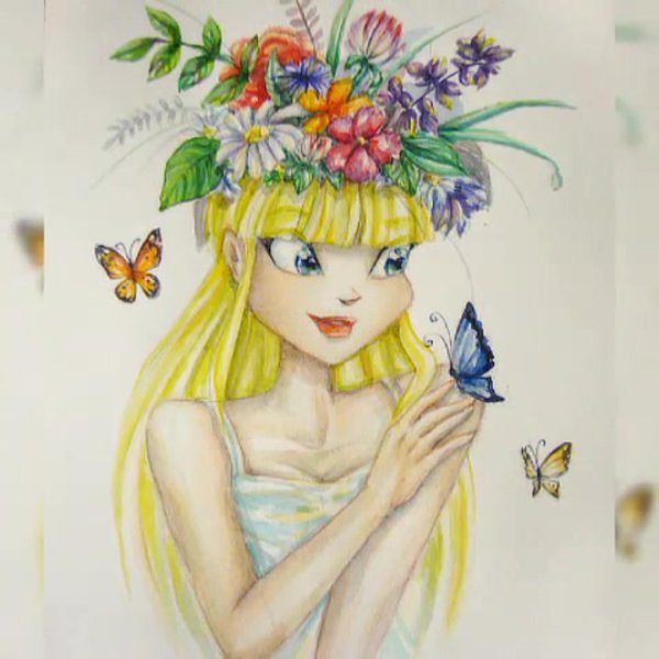 Девушка лето нарисованные