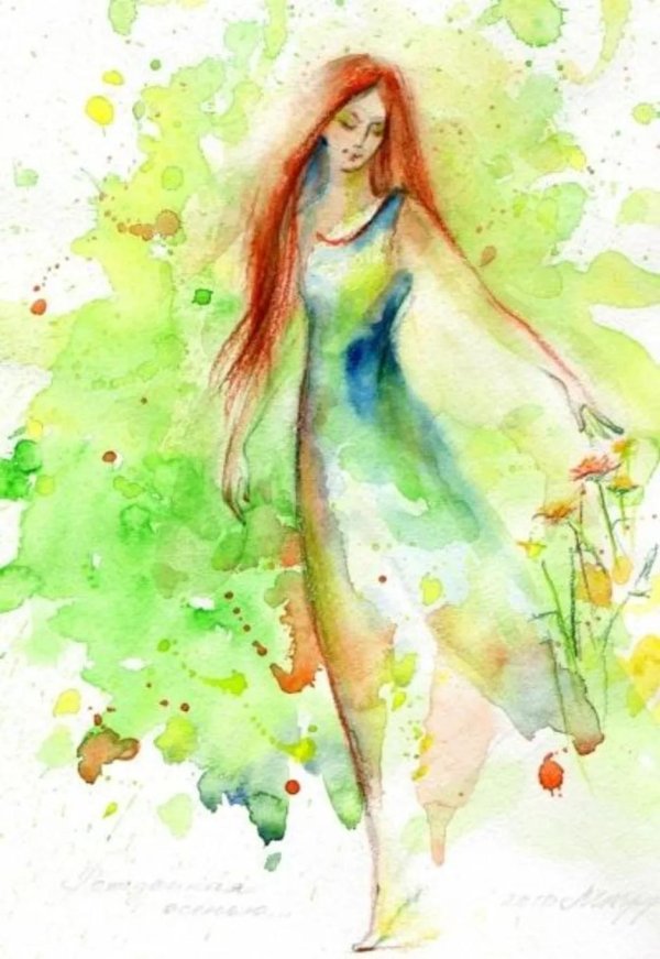 Девушка лето нарисованные