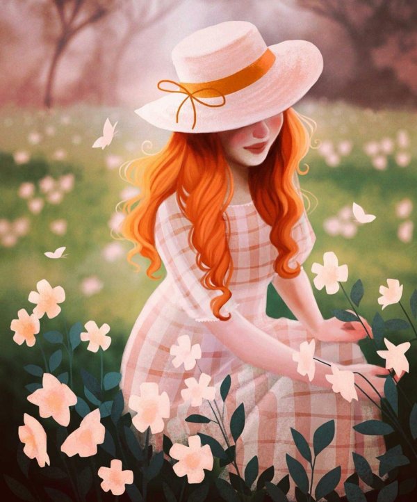 Девушка лето нарисованные