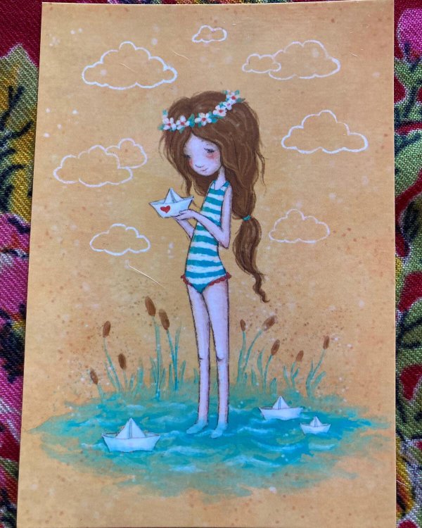 Девушка лето нарисованные