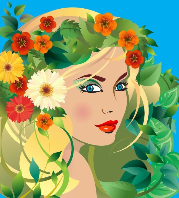 Девушка лето нарисованные