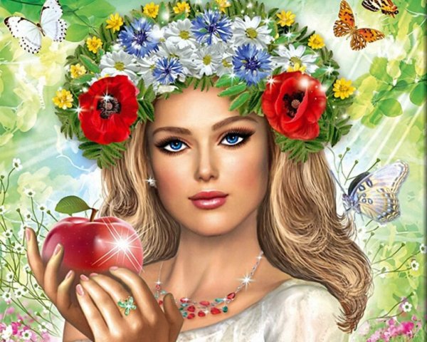 Девушка лето нарисованные