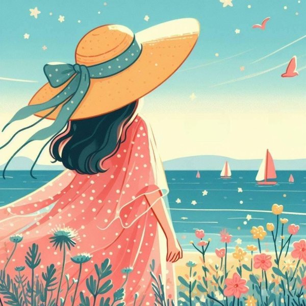 Девушка лето нарисованные