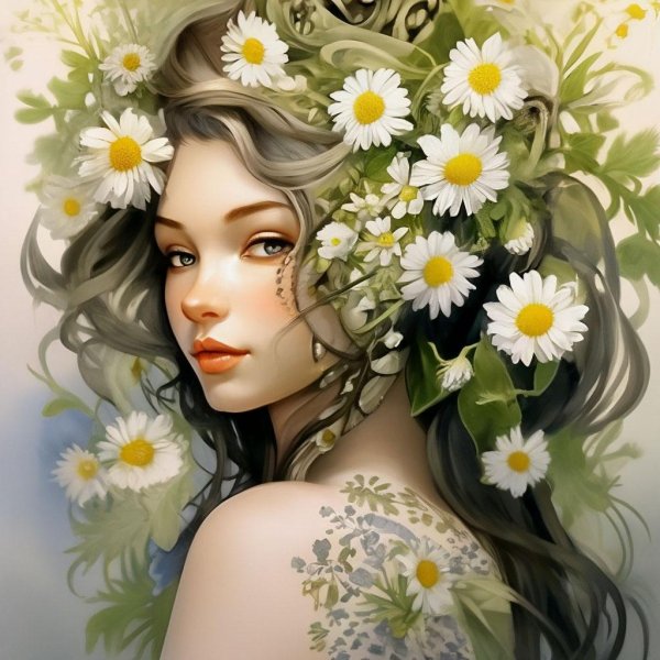 Девушка с ромашками