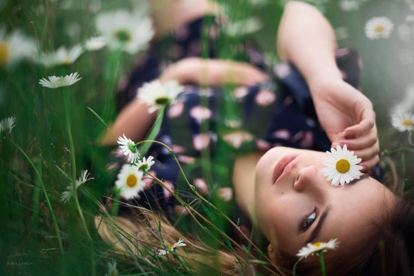 Девушка с ромашками
