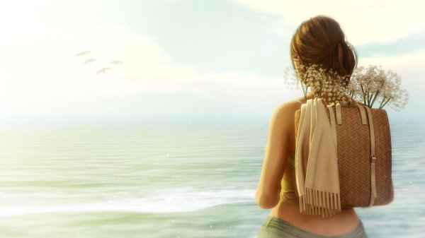 Девушка стоит спиной