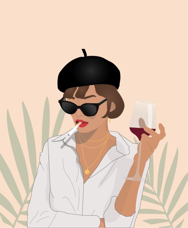 Девушка с бокалом вина