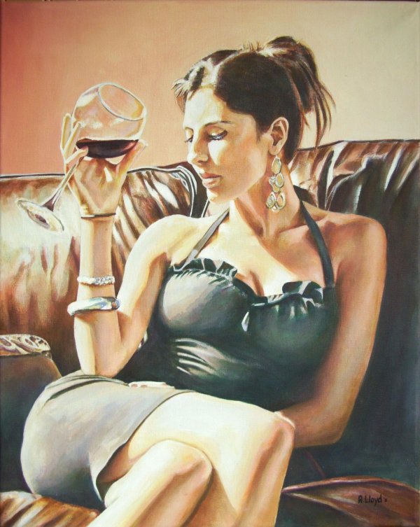 Девушка с бокалом вина