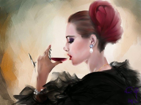 Девушка с бокалом вина