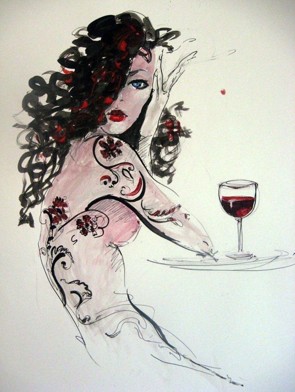 Девушка с бокалом вина