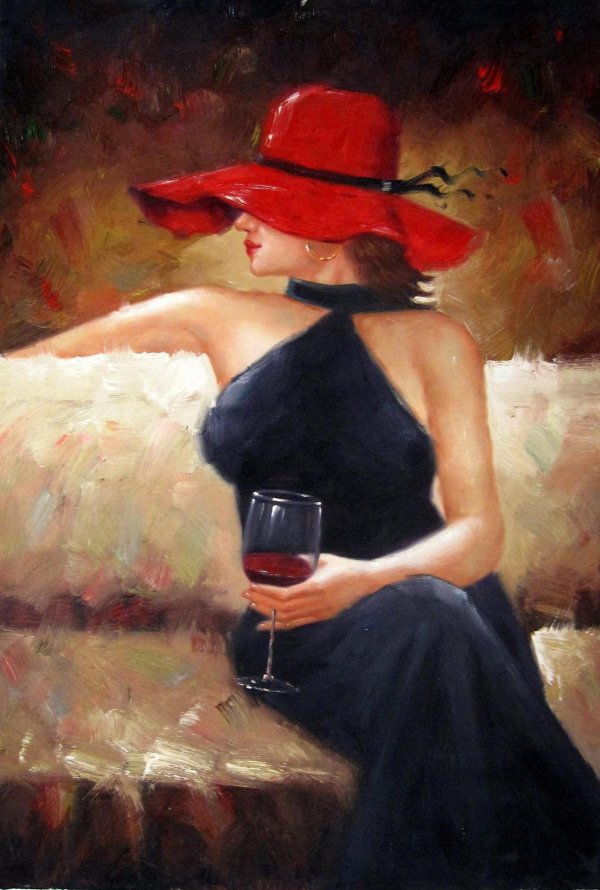 Девушка с бокалом вина