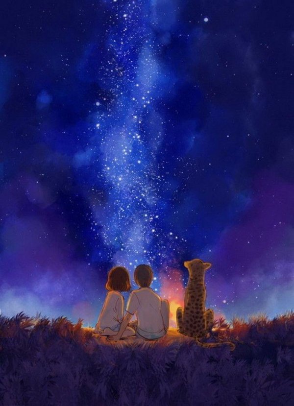 Звездное небо и девушка