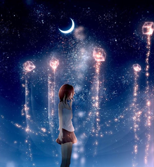 Звездное небо и девушка