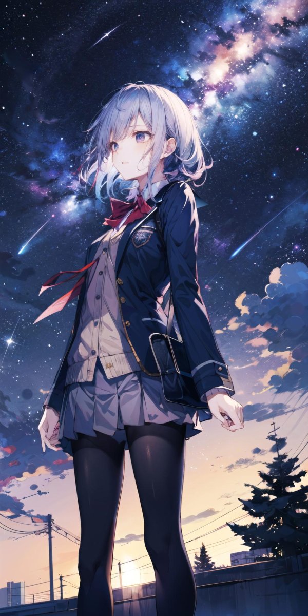 Звездное небо и девушка