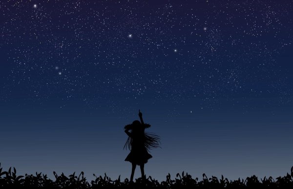 Звездное небо и девушка