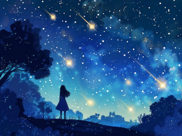 Звездное небо и девушка