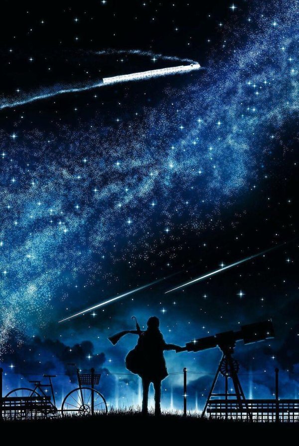 Звездное небо и девушка