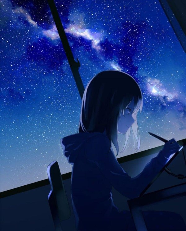 Звездное небо и девушка