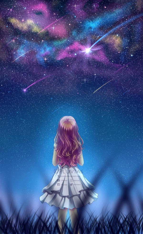 Звездное небо и девушка