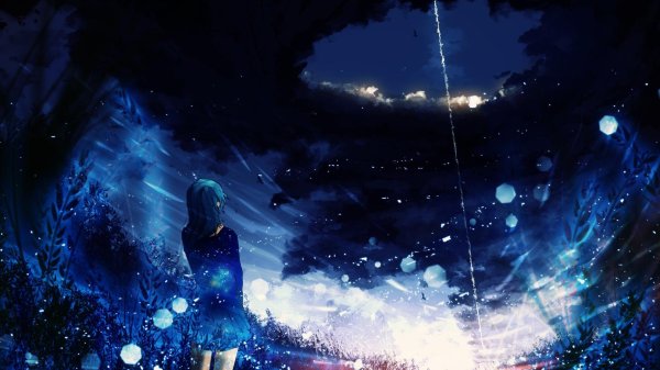 Звездное небо и девушка