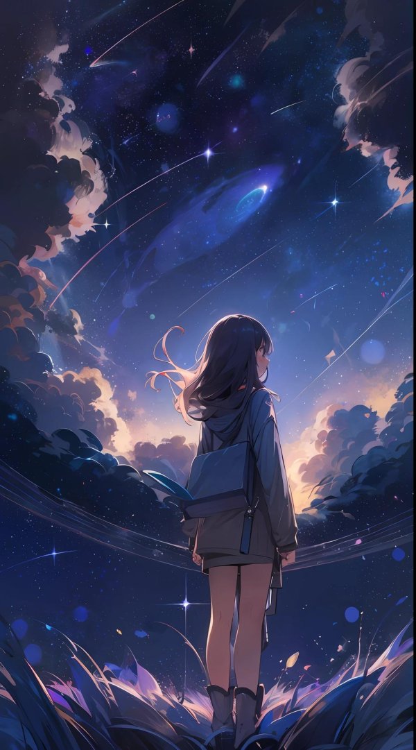 Звездное небо и девушка