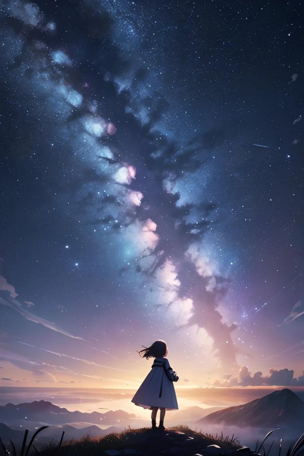 Звездное небо и девушка