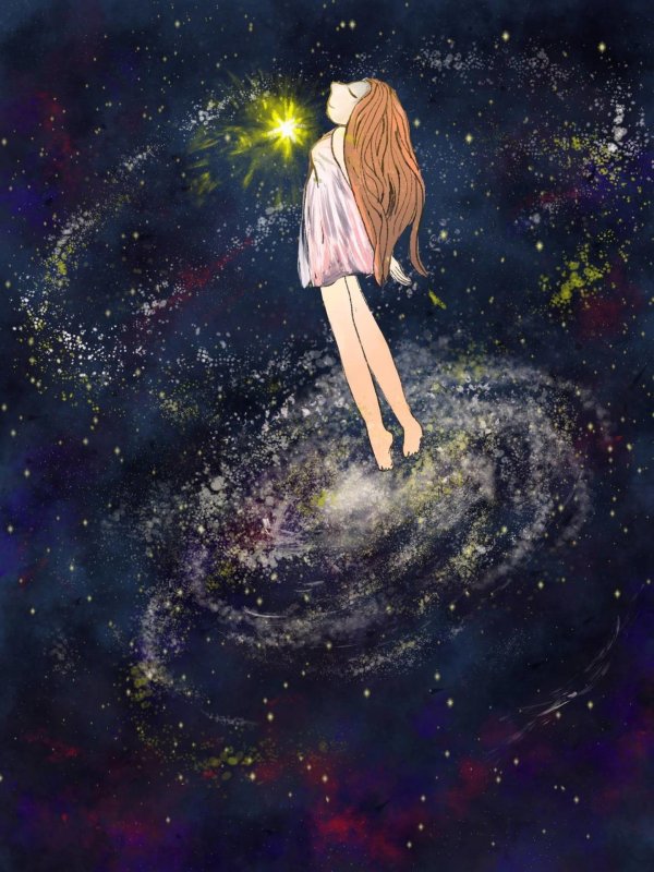 Звездное небо и девушка