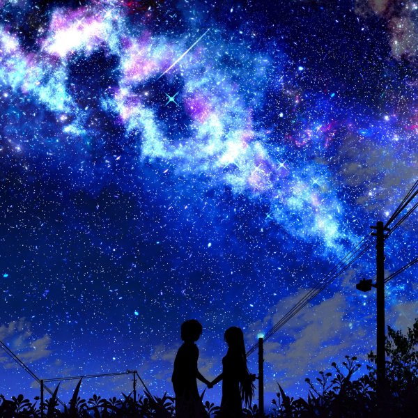 Звездное небо и девушка