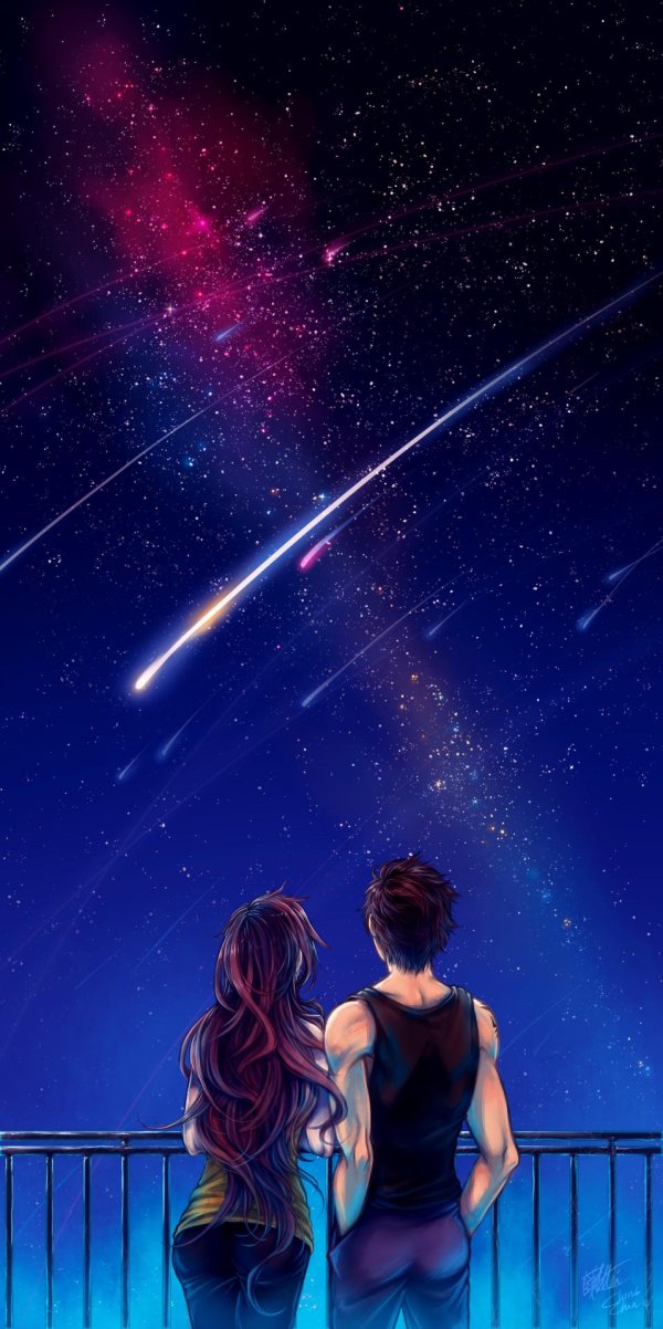 Звездное небо и девушка