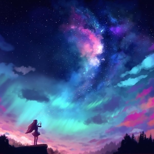 Звездное небо и девушка